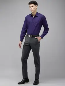 Van Heusen Men Self Design Textured Custom Opaque Formal Shirt