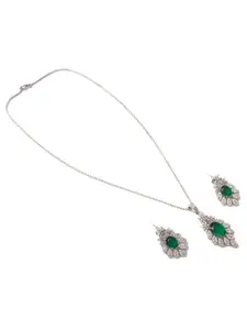 Mirana Rhodium-Plated Feather Shaped Pendants with Chains