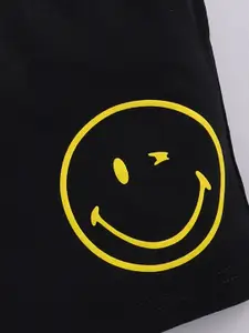 Happy Faces Boys Typography Printed Cotton T-shirt with Shorts