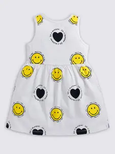 Happy Faces Girls Cotton Print A-Line Dress