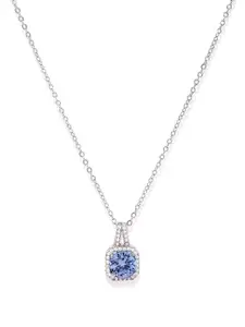 OOMPH Cubic Zirconia Studded Square Pendant with Chain