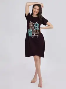 Duchess Typography Printed T-shirt Nightdress