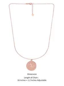 KAI JEWEL Rose Gold-Plated 92.5 Sterling Silver Sun Sign Capricorn Pendant With Chain