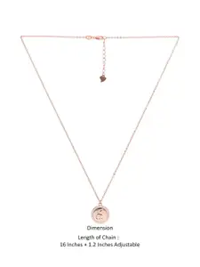 KAI JEWEL Rose Gold-Plated Stones-Studded 92.5 Sterling Silver Aquarius Pendant With Chain