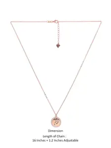 KAI JEWEL 925 Sterling Silver Rose Gold-Plated CZ Studded Zodiac Leo Pendant With Chain