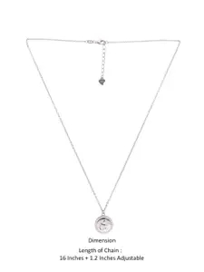 KAI JEWEL Rhodium-Plated Stones-Studded 92.5 Sterling Silver Aquarius Pendant With Chain