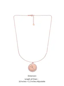 KAI JEWEL Rose Gold-Plated Cubic Zirconia-Stud 92.5 Sterling Silver Taurus Pendant & Chain