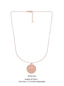 KAI JEWEL 925 Sterling Silver Rose Gold-Plated Sun Sign Designed Pendant With Chain