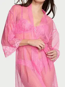 Victoria's Secret Sheer Boho Floral Embroidery Short Robe
