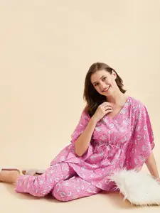 Sweet Dreams Pink Printed Kaftan Night Suit