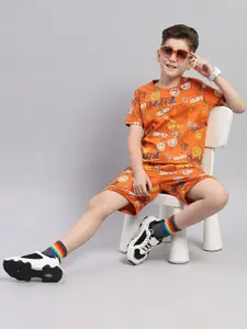 Monte Carlo Boys Printed Round Neck Short Sleeves T-shirt with Shorts