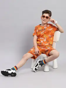 Monte Carlo Boys Printed Round Neck T-shirt With Shorts