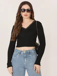 SIGHTBOMB Cotton Lace-Up Crop Top
