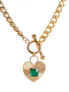 SWASHAA 18K Gold-Plated Stone-Studded Stainless Steel Necklace