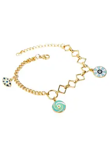 SWASHAA Stainless Steel 18K Gold-Plated Charm Bracelet