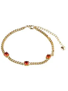 SWASHAA 18K Gold-Plated Stone Studded Link Bracelet