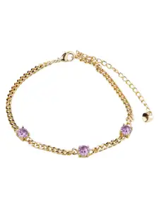 SWASHAA 18K Gold-Plated Stone Studded Link Bracelet