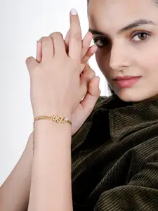 SWASHAA 18K Gold-Plated Stone Studded Charm Bracelet