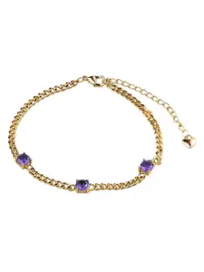 SWASHAA Gold-Plated Stone-Studded Charm Bracelet