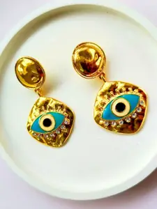 DressBerry Gold-Plated Contemporary Evil Eye Drop Earrings