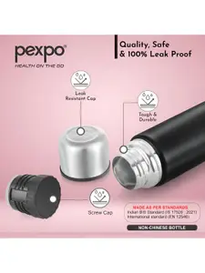 Pexpo Flexo Black ISI Certified Thermosteel Hot and Cold Knight Flask Water Bottle 500 ml