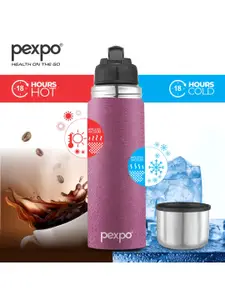 Pexpo Flippro Pink Printed Double Wall Thermosteel Hot Flask Insulated Water Bottle 1000ml