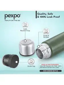 Pexpo FLEXO-Double wall Thermosteel Hot and Cold Military Green Flask Water Bottle 350ml