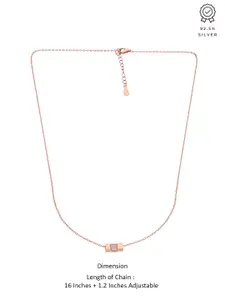 KAI JEWEL Sterling Silver Rose Gold-Plated Cubic Zirconia Studded Necklace