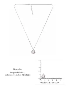 KAI JEWEL 925 Sterling Silver Rhodium-Plated Stone-Studded & Pearl-Beaded Pendant With Chain