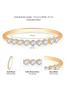 Peora Women Brass Cubic Zirconia Gold-Plated Kada Bracelet