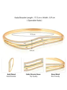 Peora Gold-Plated Cubic Zirconia Stone Studded Brass Kada Bracelet