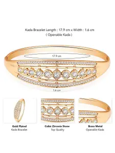 Peora Women Brass Cubic Zirconia Gold-Plated Kada Bracelet