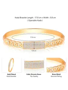 Peora Women Brass Cubic Zirconia Gold-Plated Kada Bracelet