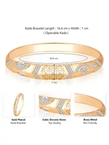 Peora Women Brass Cubic Zirconia Gold-Plated Kada Bracelet