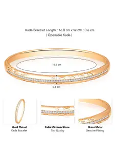 Peora Women Brass Cubic Zirconia Gold-Plated Kada Bracelet