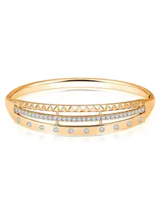 Peora Gold-Plated Cubic Zirconia Stone Studded Brass Kada Bracelet