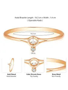 Peora Women Brass Cubic Zirconia Gold-Plated Kada Bracelet