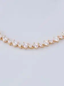 Kushal's Fashion Jewellery Gold-Plated Cubic Zirconia Studded Necklace