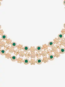 Kushal's Fashion Jewellery Copper Gold-Plated Cubic Zirconia Studded Necklace
