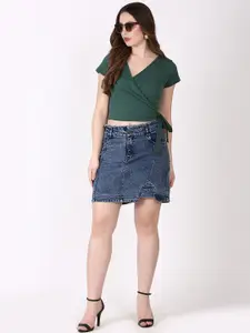 SIGHTBOMB Cotton V-Neck Wrap Crop Top