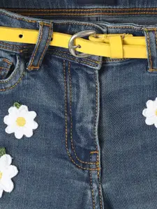 Allen Solly Junior Girls Skinny Fit Light Fade Embroidered Jeans