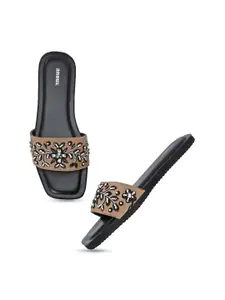 Anouk Embroidered Open Toe Flats