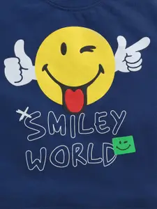Happy Faces Boys Pure Cotton Smiley Printed T-shirt with Shorts