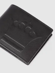 Louis Philippe Men Brand Logo textured Leather Two Fold Wallet