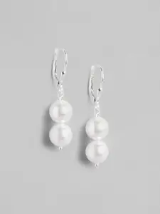 Zavya 925 Pure Sterling Silver Rhodium-Plated Beaded Drop Earrings