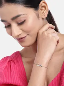 Zavya 925 Pure Sterling Silver Rhodium-Plated Cubic Zirconia Studded Wraparound Bracelet