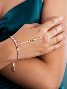 SWASHAA Cubic Zirconia Rose Gold Plated Wraparound Bracelet