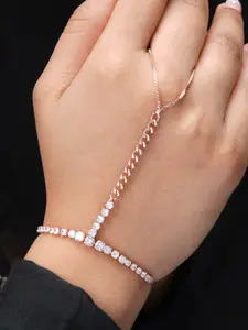 SWASHAA Cubic Zirconia Rose Gold Plated Wraparound Bracelet