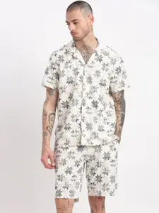SHOWOFF Geometric Printed Cuban Collar Shirt & Shorts