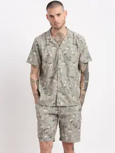 SHOWOFF Abstract Printed Cuban Collar Shirt & Shorts